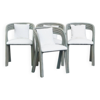 Lot de 4 chaises de salle à manger rembourrées neuves au design vintage des années 1970 par Axel Enthoven pour Rohé