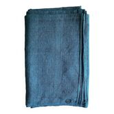 Harvest tablecloth in old hemp dyed in aquatic blue