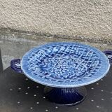 Fruit bowl, blue earthenware compote dish, slip, grape model, HBC