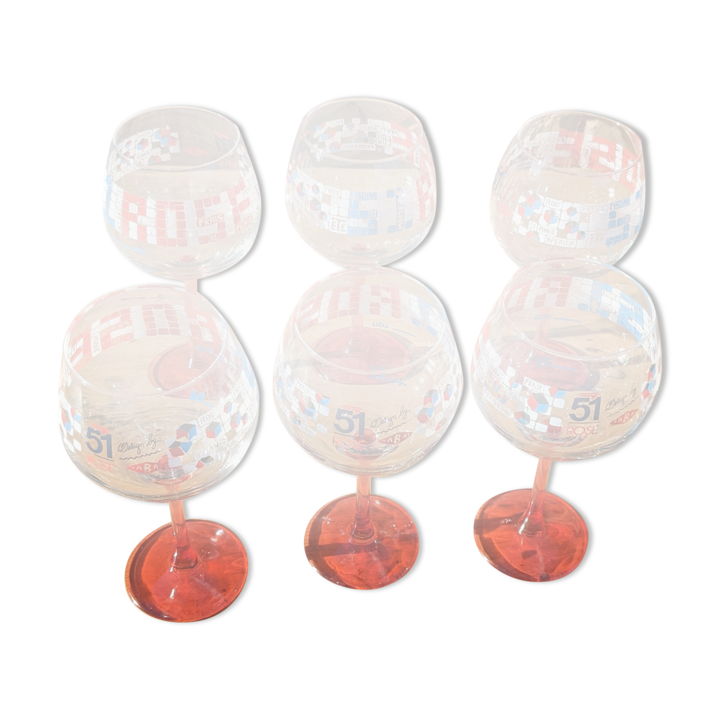 Glasses Pastis 51 rosé pool by six