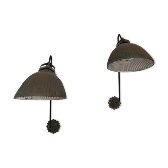 Pair of antique german mercury glass wall lights