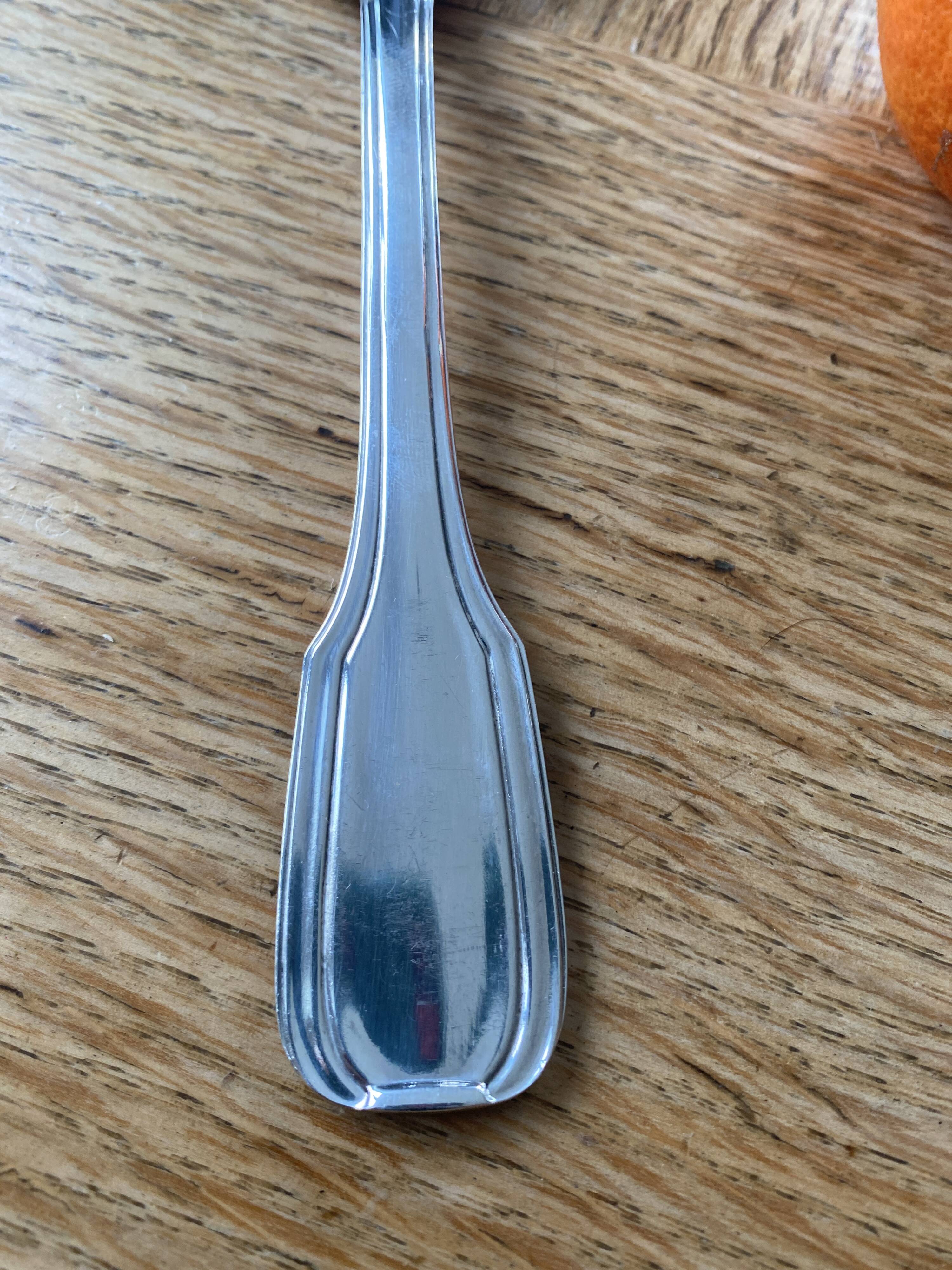 12 large silver plated art deco metal spoons