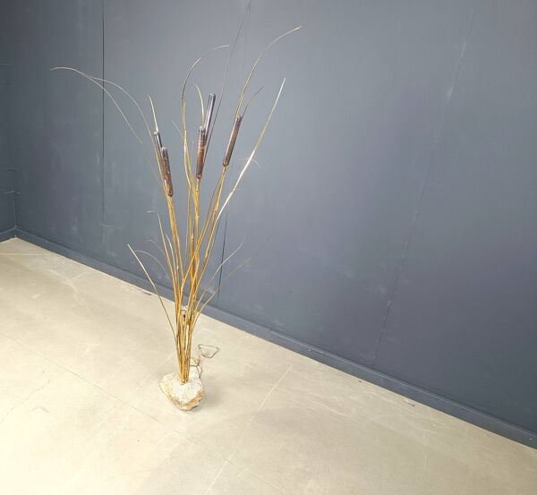 Lampadaire vintage en quenouilles en laiton par Daniel D'Haeseleer, 1970