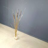 Vintage brass cattail floor lamp by Daniel D'Haeseleer, 1970s