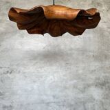 Large pendant light in corrugated teak leaf (Large D:60 H:20)