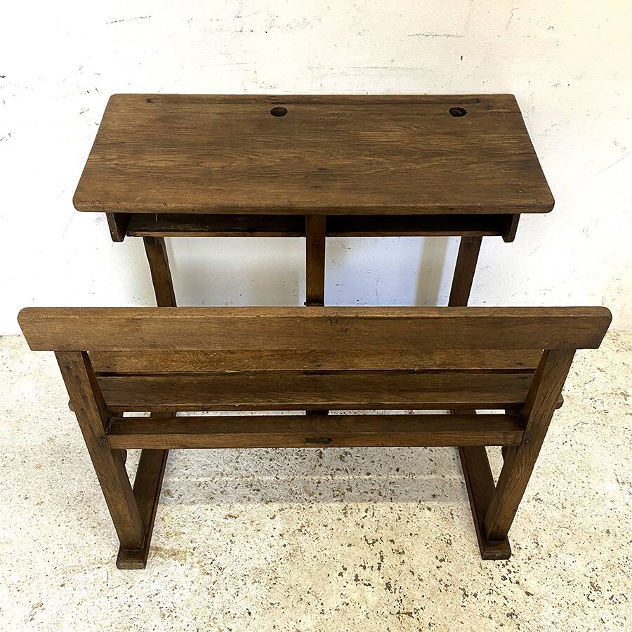 Pupitre d'écolier double vintage 50's