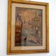 vintage oil painting venice scene * framed canvas * mid-century