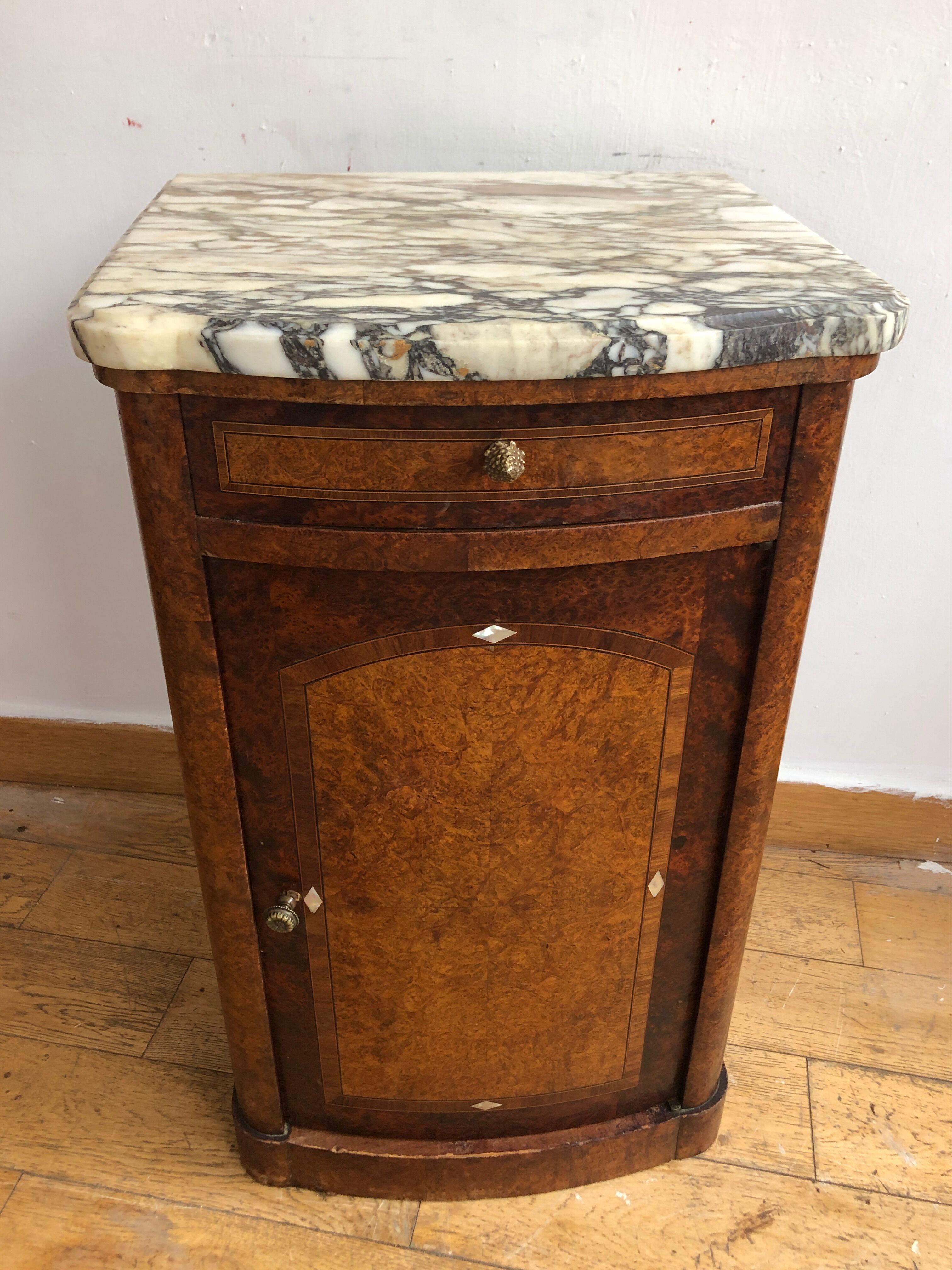 Marquetry bedside table