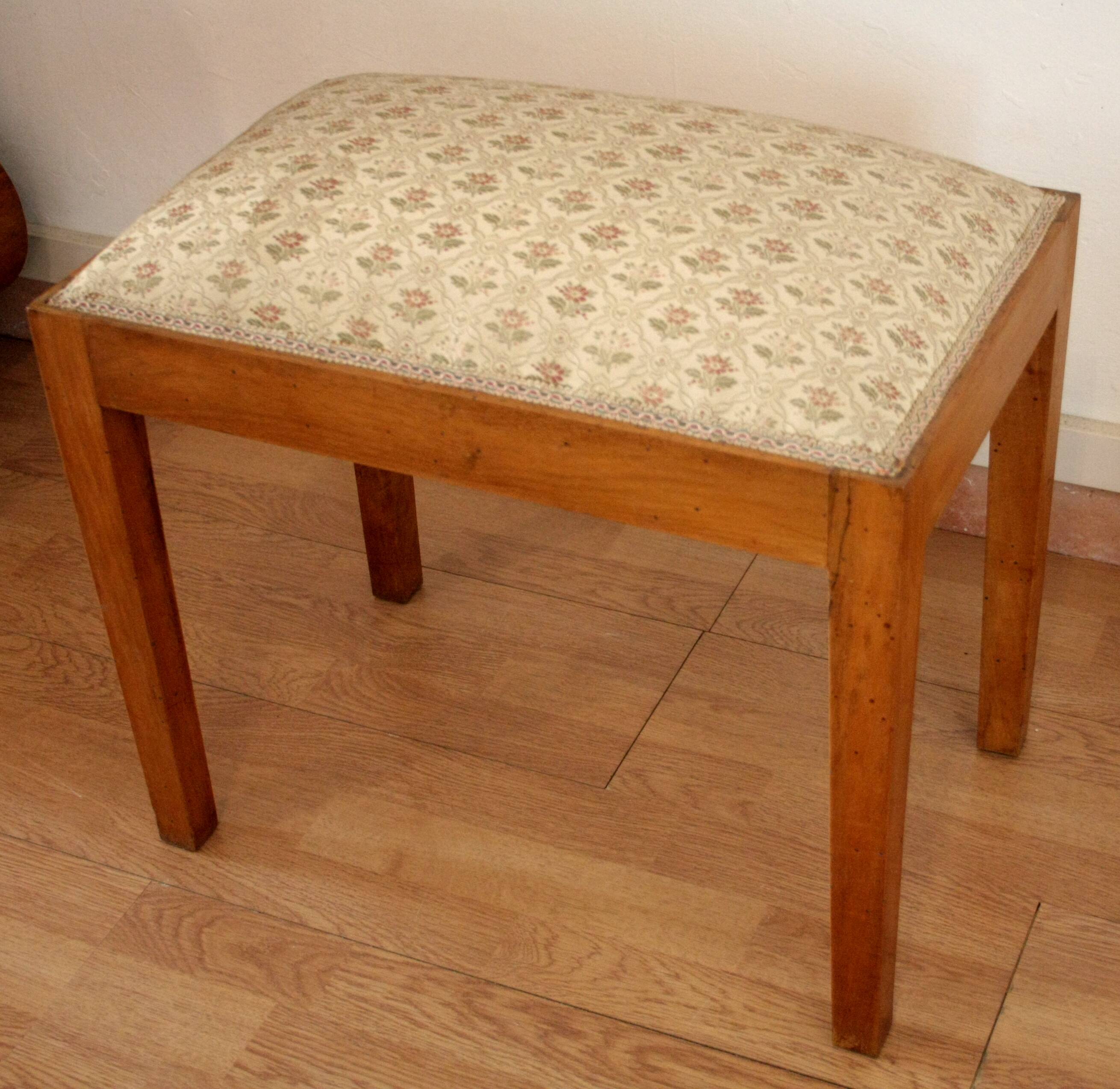 Vintage stool-bench in solid walnut wood, 1950s-60s