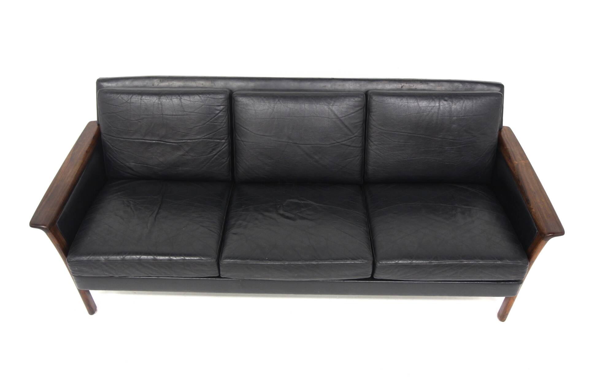 Scandinavian 3-seater leather sofa, Sweden, 1960s