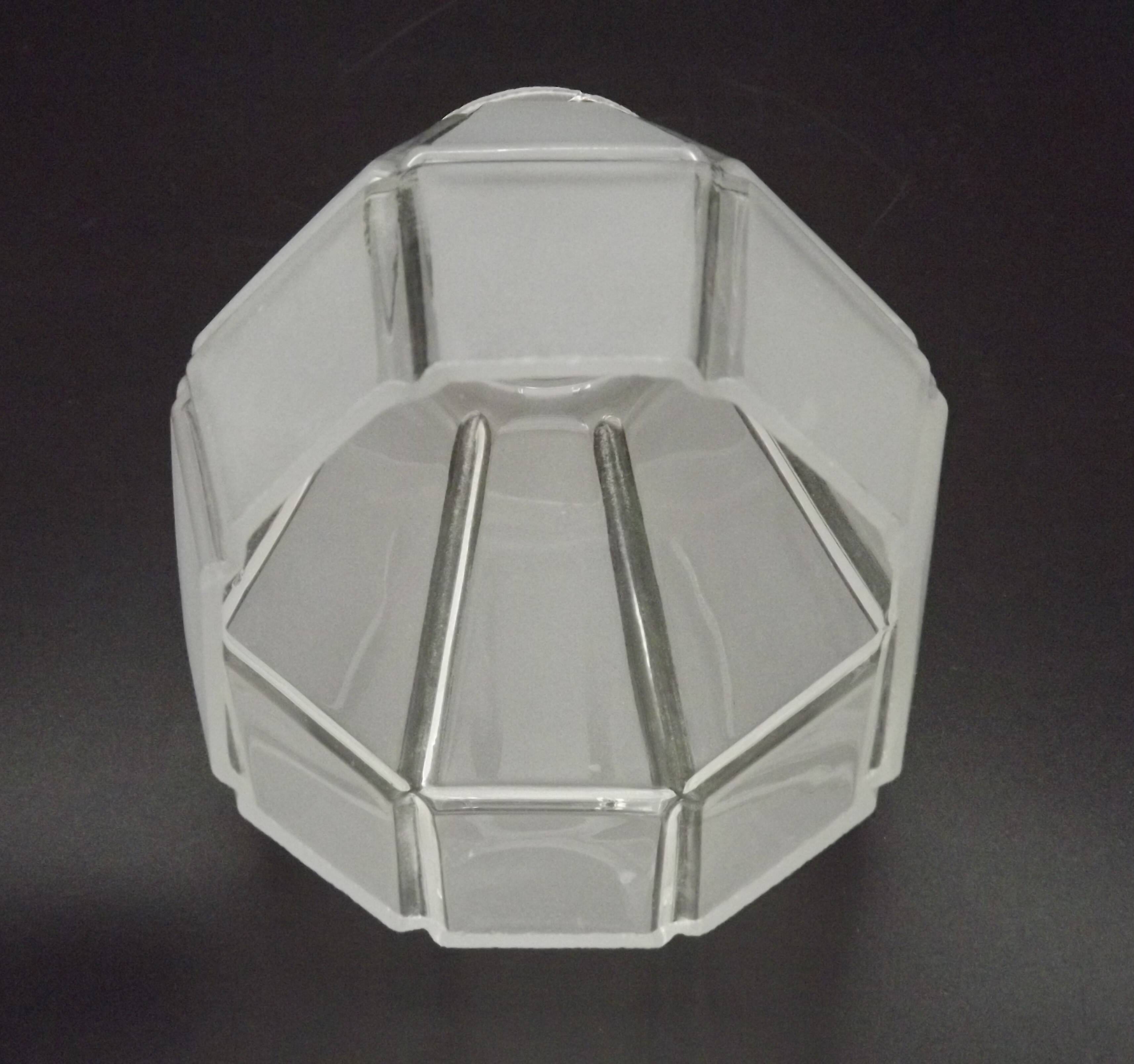 French Vintage Art Deco Replacement Shade With Grooved Abstract Design 0184