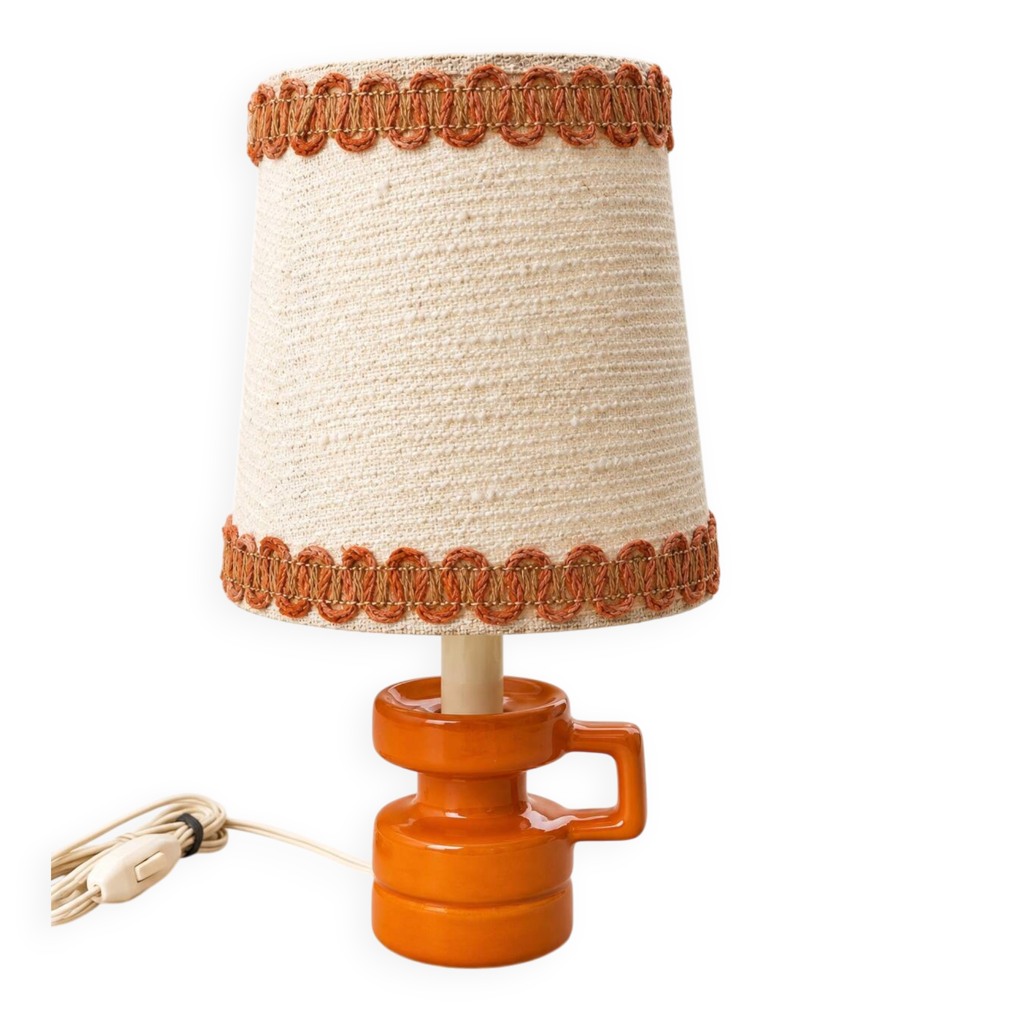 Vintage orange ceramic table lamp – 1970s