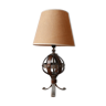 Mid-century leather and iron table lamp by Jean-Pierre Ryckaert