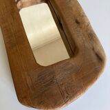 Mirror cubist shape in raw wood Formentera 1970