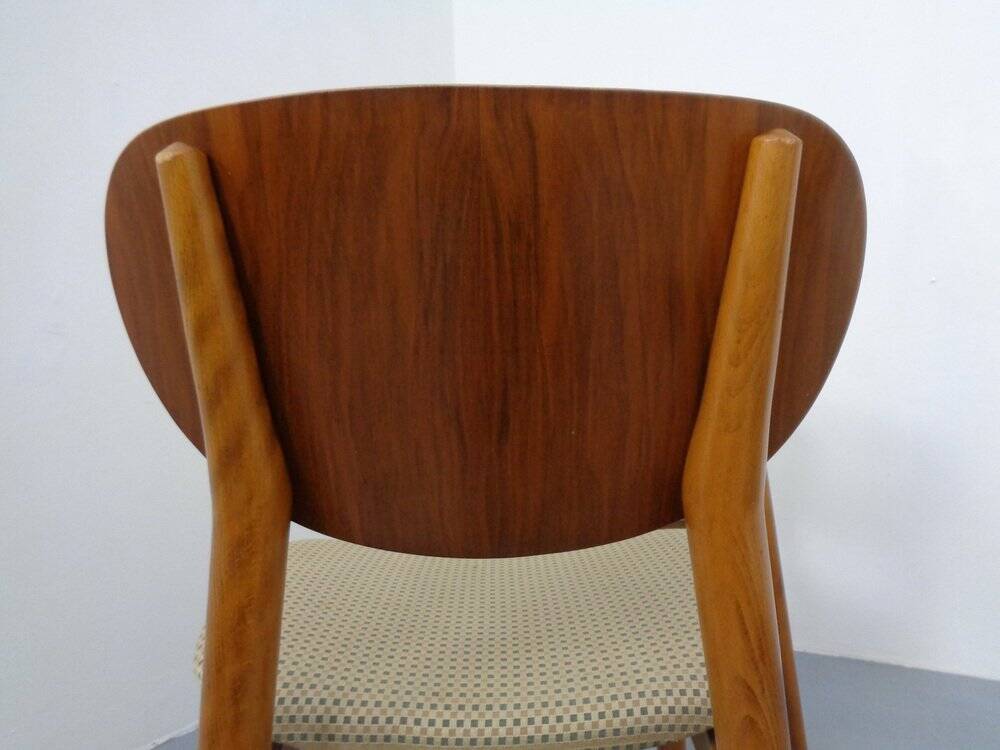 Dining Chairs in Walnut & Beech, 1960s, Set of 3