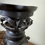 Japan Meiji period: Pair of patinated bronze candlesticks circa 1880