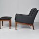 Leather armchair and footstool by Kai Lyngfeldt-Larsen. Denmark 1960s