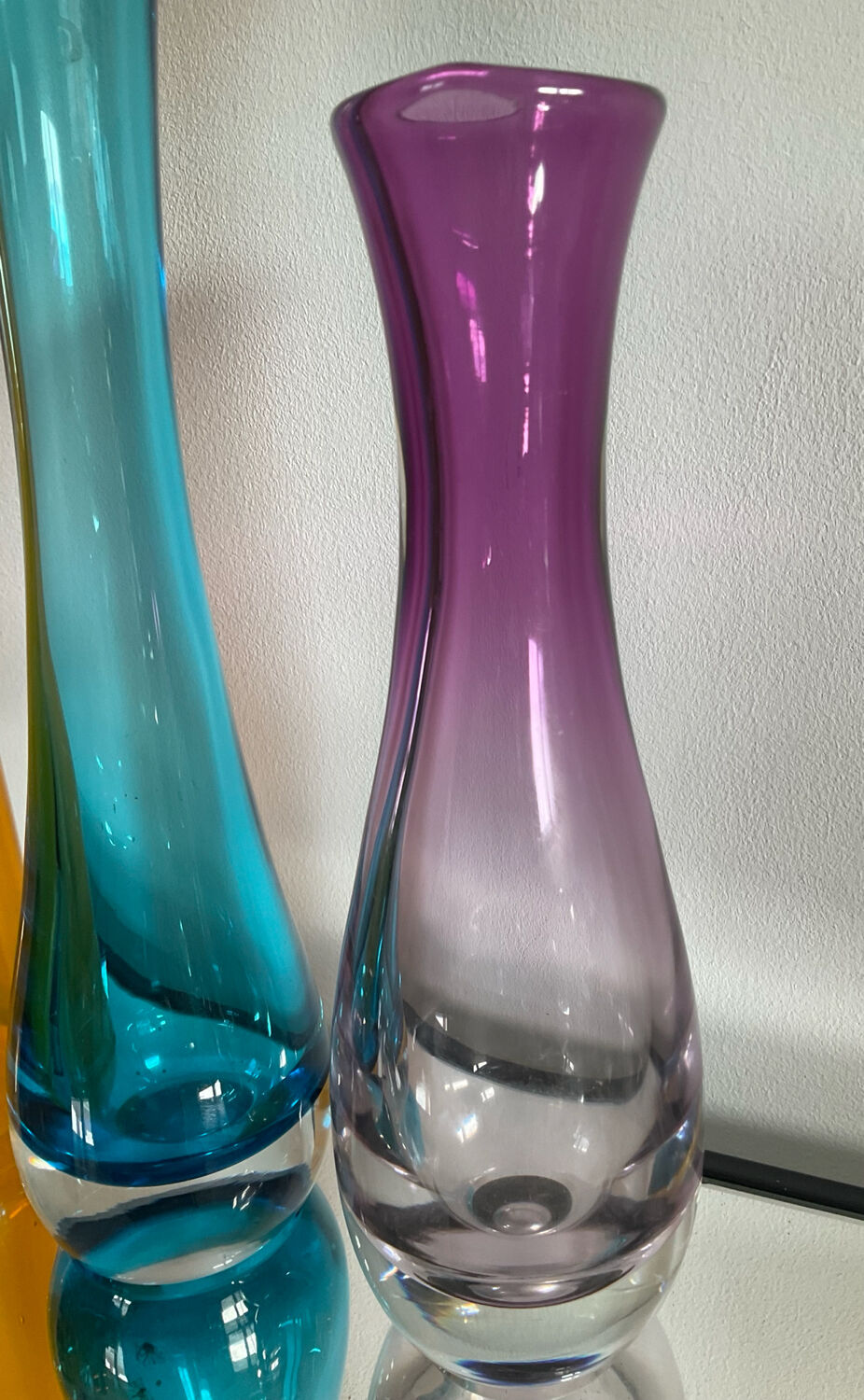 Set of 3 vintage glass paste vases