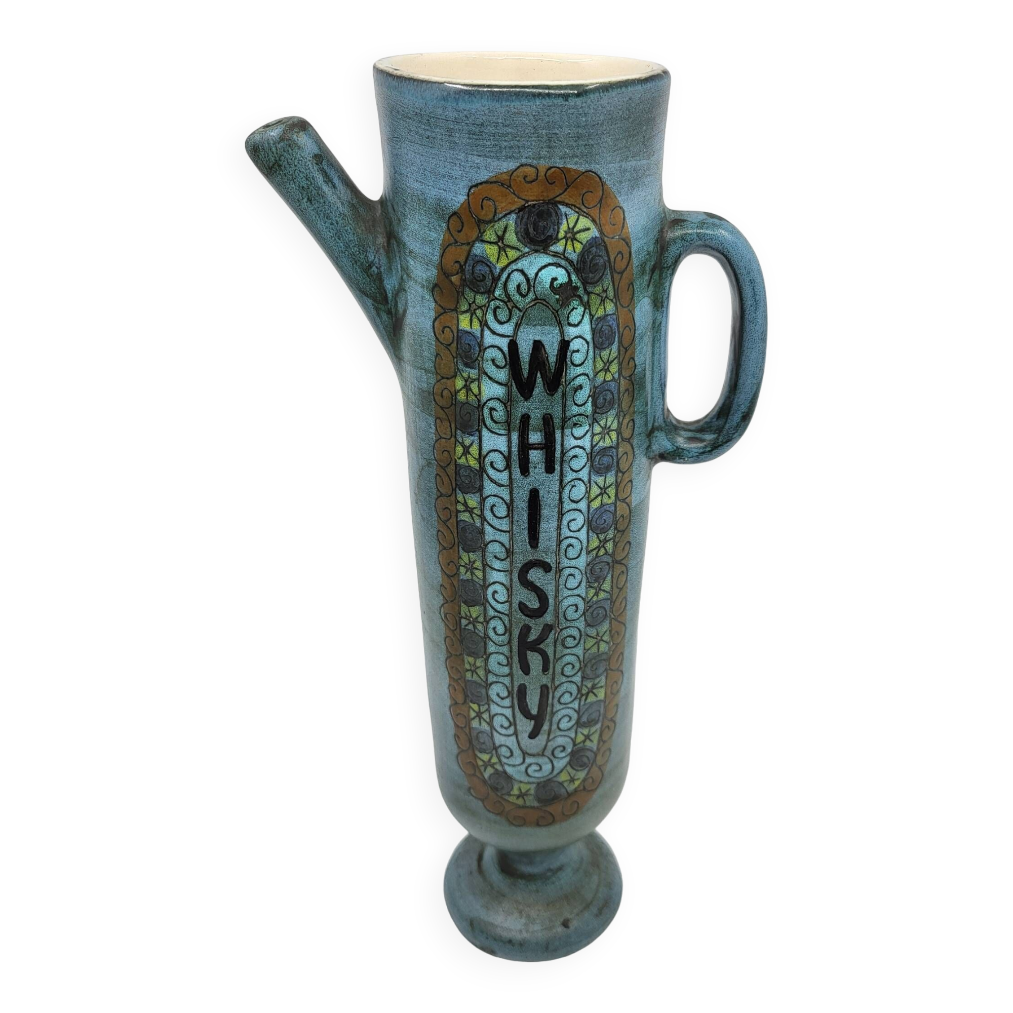 Vintage ceramic Jean De Lespinasse Whiskey bottle