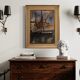 Italian painting signed harbor view with boats from 20th century