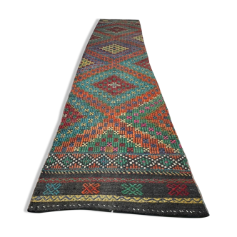 Tapis vintage turkish kilim runner 335 x 63 cm