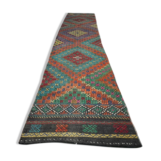 Vintage Turkish Kilim Runner , 335 x 63 cm