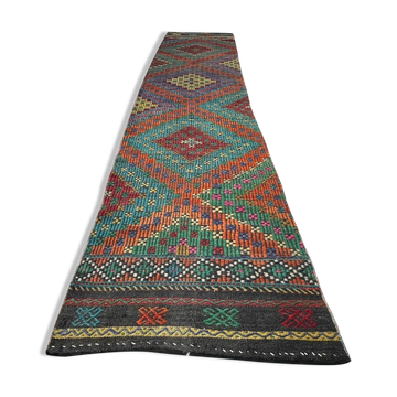 Vintage Turkish Kilim Runner , 335 x 63 cm