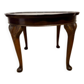 Table basse ronde en noyer burr de style Reine Anne par Cameo (vers 1960)