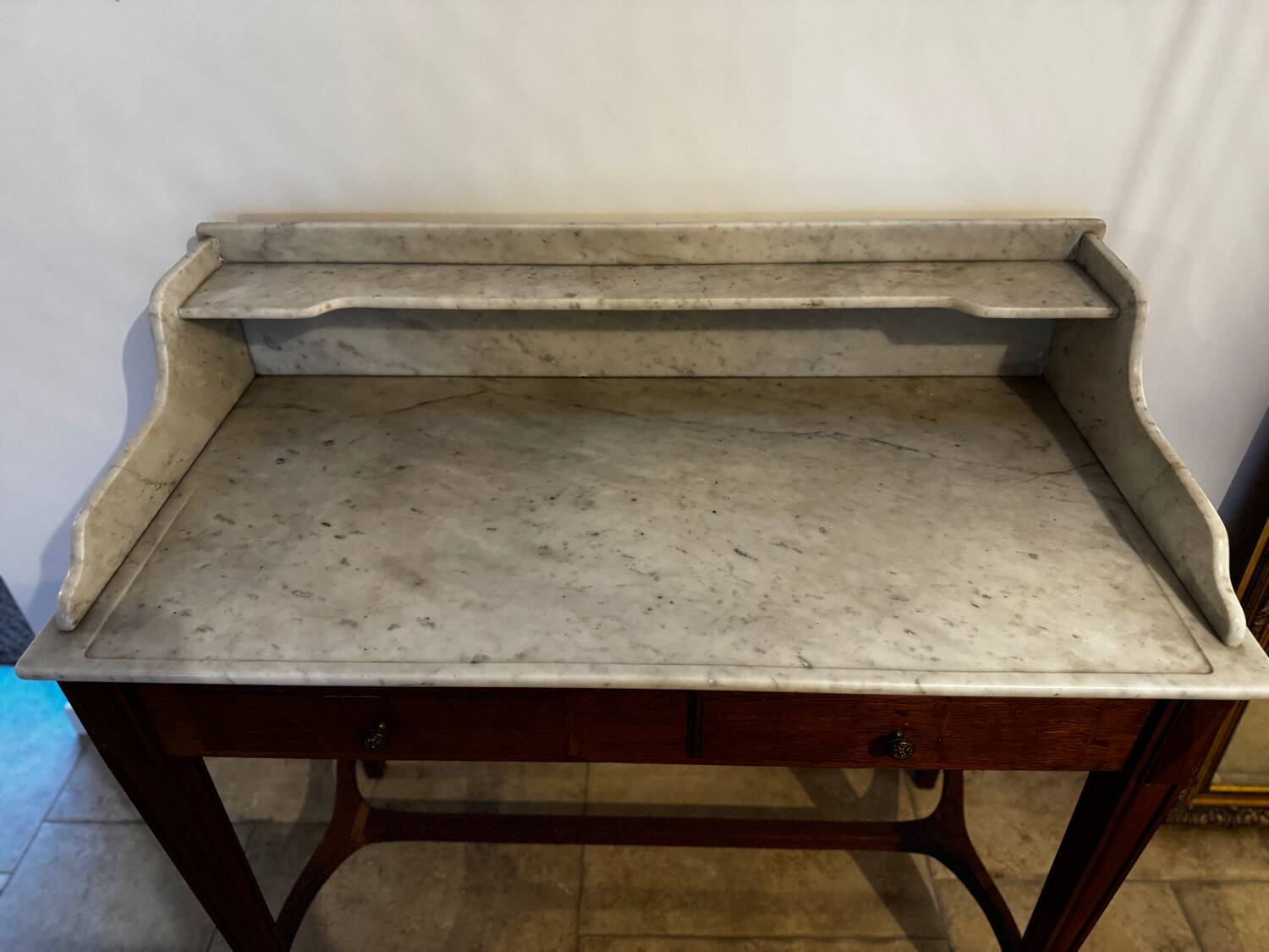 Console ancienne bois et marbre ni