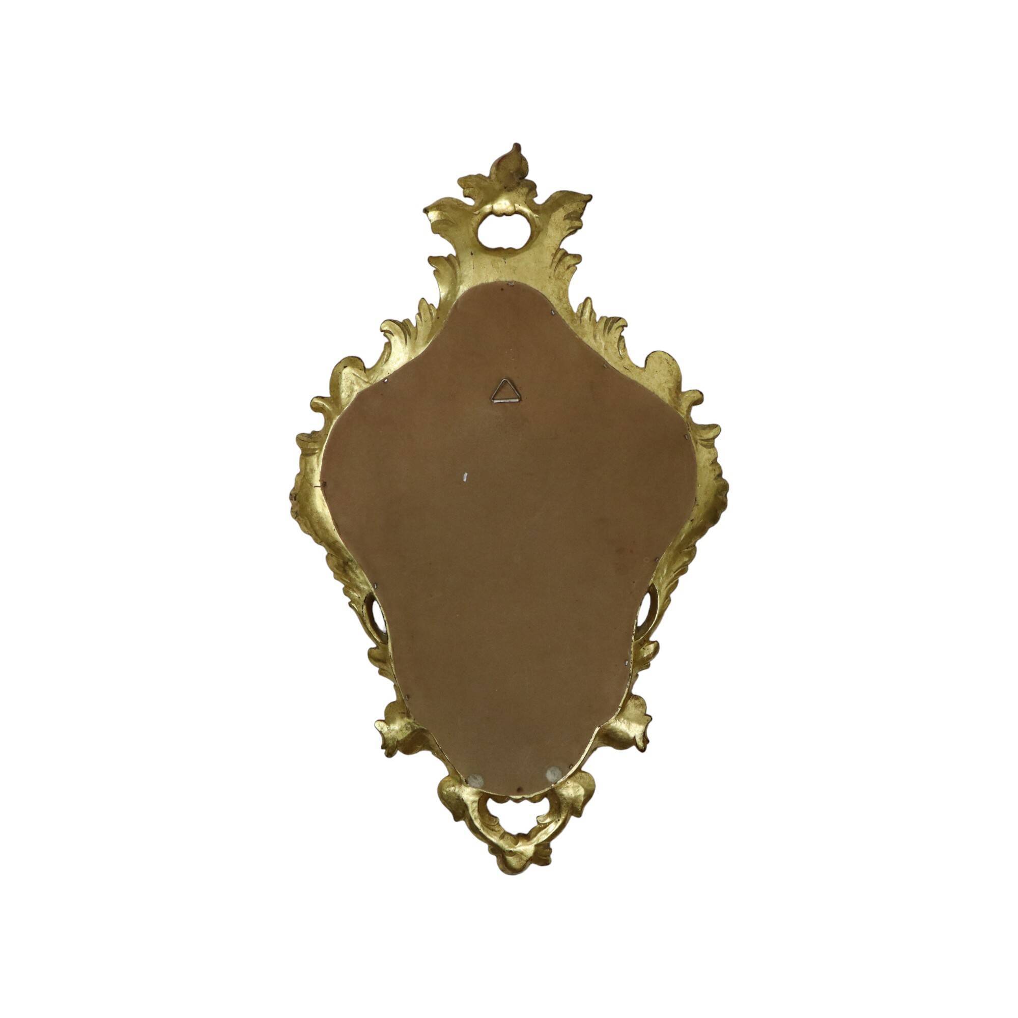 Small Vintage French Gold Baroque Mirror Crested Mirror Resin 1960s