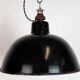 East German Black Enamel Factory Light by LBD Veb Leuchtenbau Dresden, 1950