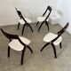 Set of 4 vintage 70s Italian design wooden and terry chairs