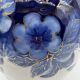 Large Tharaud Limoges vase in cobalt blue porcelain with floral decoration.