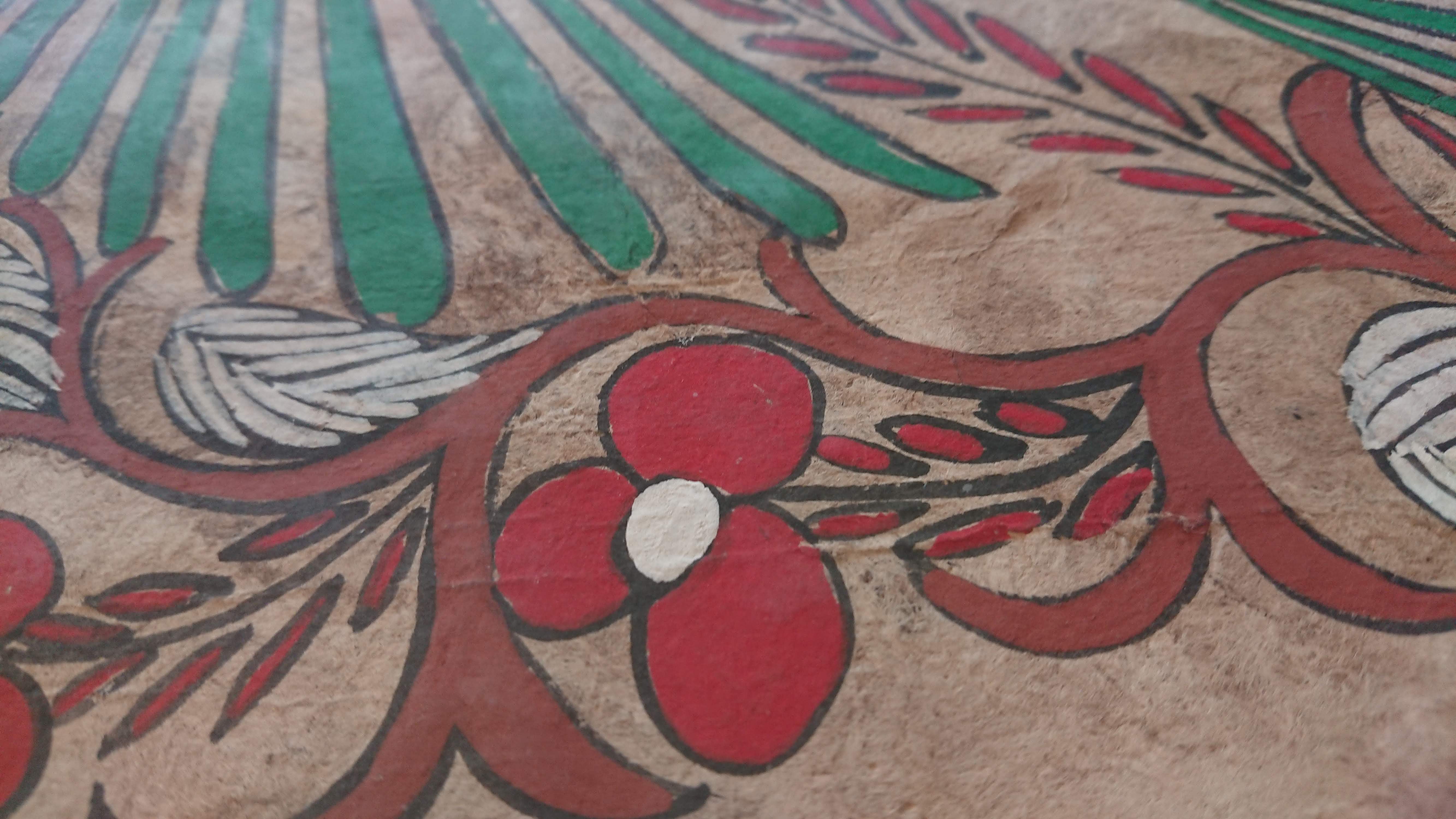 Painting on paper of Amate birds and flowers