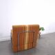 1970s retractable lounge chair in brown stripes with chrome tube frame.