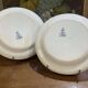 Pair of round Minton English porcelain dishes, Florentine pattern
