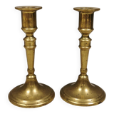 A set of vintage brass candlesticks. Denmark 1960-70s.