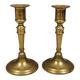 A set of vintage brass candlesticks. Denmark 1960-70s.