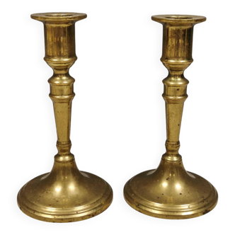 A set of vintage brass candlesticks. Denmark 1960-70s.