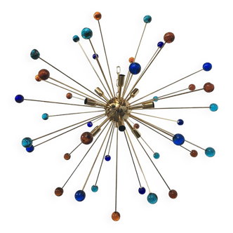 Italian Multicolored “Star” Murano Glass Sputnik Chandelier