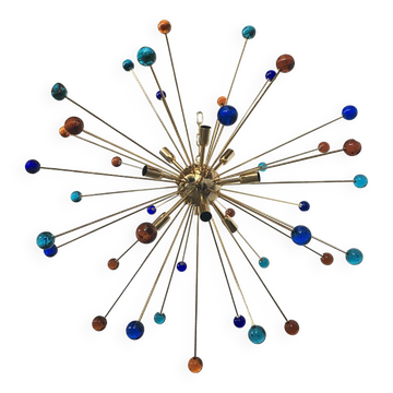 Italian Multicolored “Star” Murano Glass Sputnik Chandelier