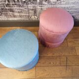 A pair of vintage velvet poufs.
