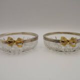 Set of 2 glass and metal bowls with knot decoration