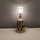Large ceramic table lamp in beige with "straw" motifs