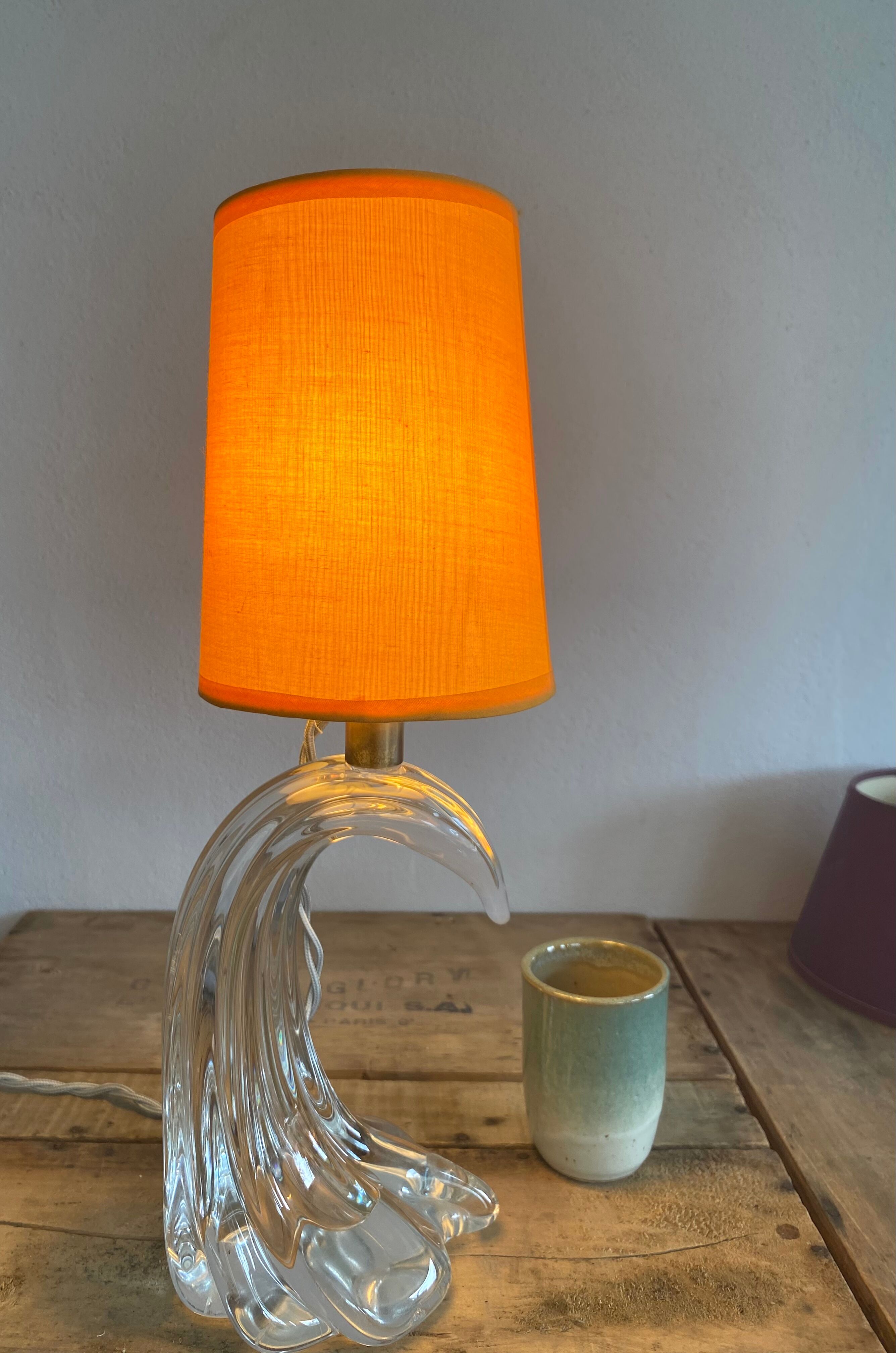 Moulded glass lamp, fabric cable 2 m