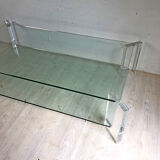 70's vintage glass and Plexiglas coffee table