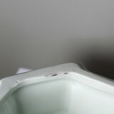 Square cache-pot with feet in celadon Limoges porcelain, Rococo style.