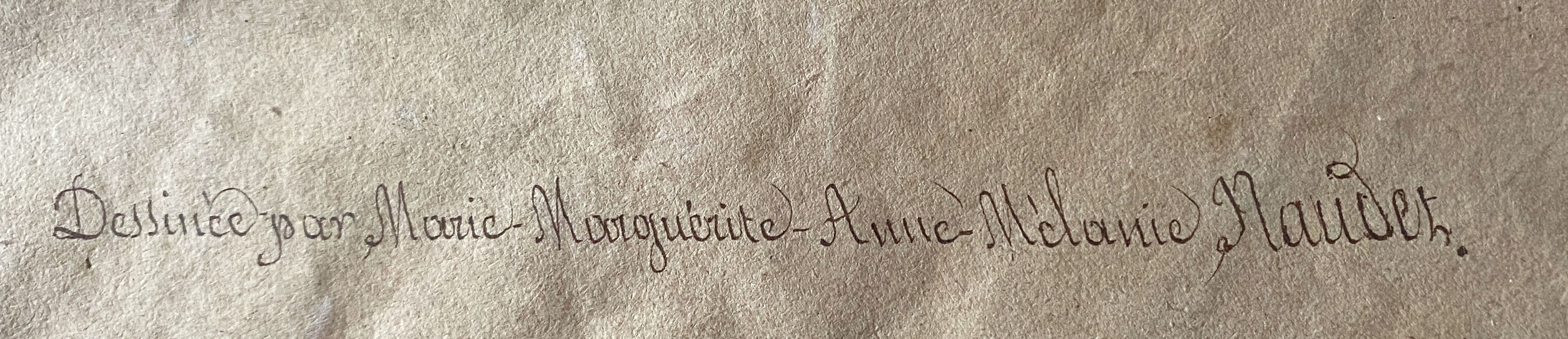 Painting drawing "Portrait of woman" nineteenth century lead mine signed Mauder