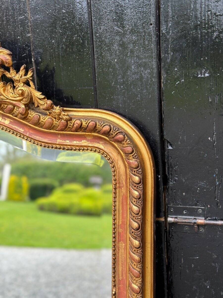 Louis XV Style Mirror In Stuccoed And Gilded Wood Circa 1880, Beveled Glass