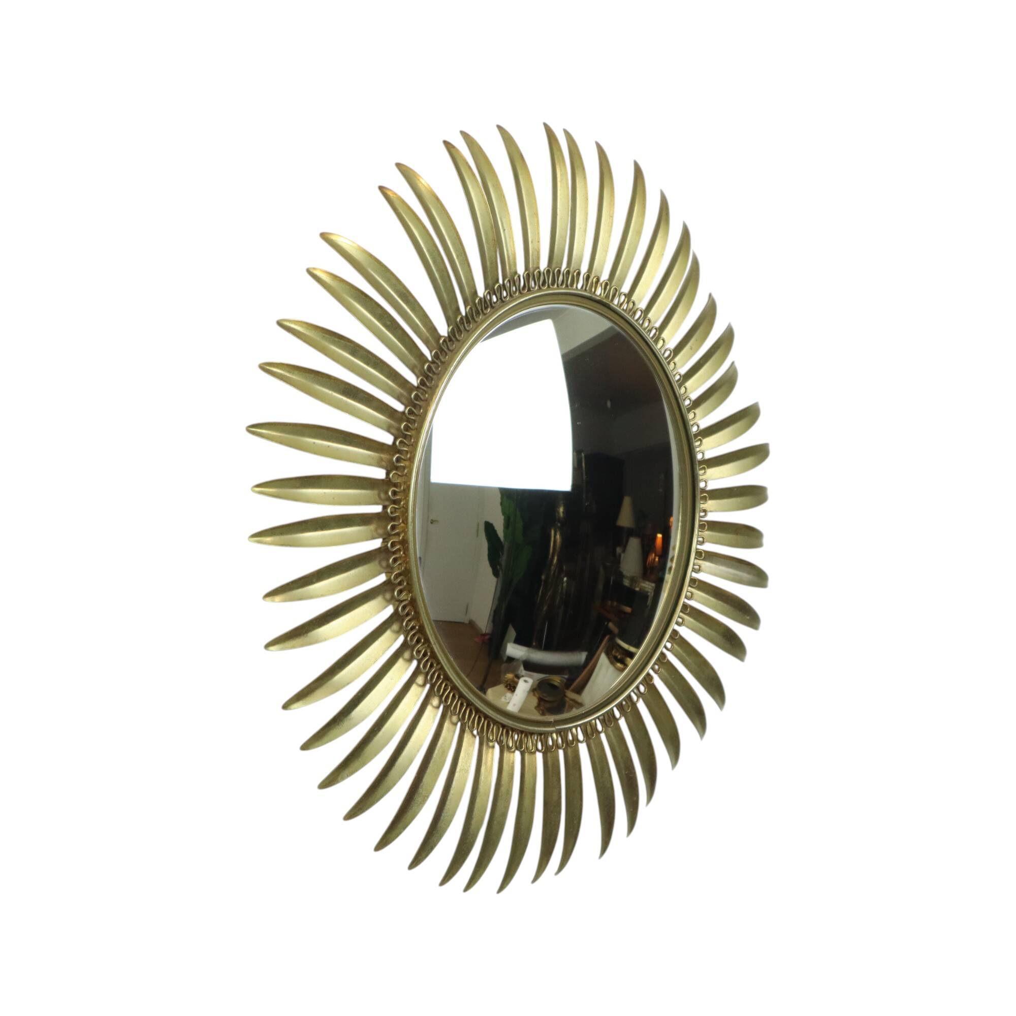 Mid Century Copper Plated Metal Sun Mirror Deknudt Convex 54cm